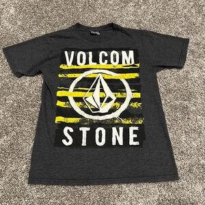 Volcom Charcoal Tee with Yellow and White Design
